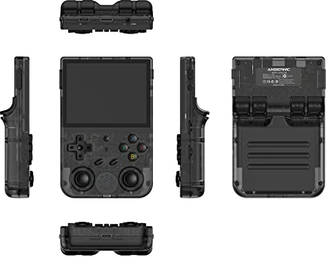 RG353V Retro Gaming Console Handheld Game Console 3.5 IPS Screen Android 11 and Linux System 64G TF Card 4420+ Classic Games RK3566 64bit Game Player Bluetooth 4.2 and 5G WiFi(Black Transparent)
