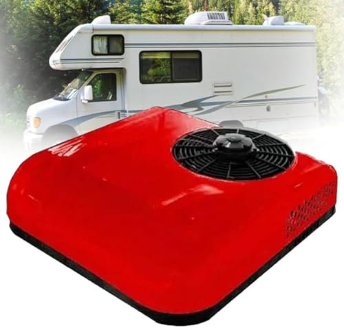 YLANMEI 12v/24v Rv Air Conditioner, Dc Air Conditioner,Car Roof Air Conditioners,Mini Air Conditioner for Car,Caravan,Truck,Red-12V