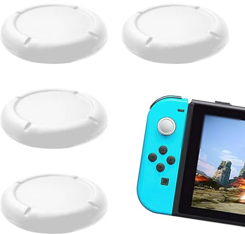 Capuchon de Rechange pour Manette Switch Joycon, Protege Thumbsticks pour Switch/Lite Accessoires de Protection en Silicone Joystick 3D Grips Caps (B:4PCS Blanc)
