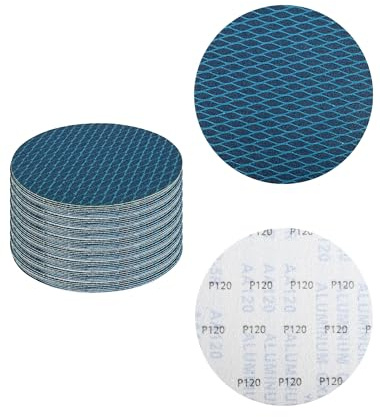 150mm Schleifpapier Körnung 120, 32 Stück Schleifscheiben 150mm Klett Schleifpads für Holz, Metall & Lack(Blau)