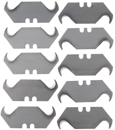 Klein Tools 44126 - Cuchillas de cuchillo utilitario, cuchillas de gancho de repuesto resistentes para techos y alfombras, paquete de 10