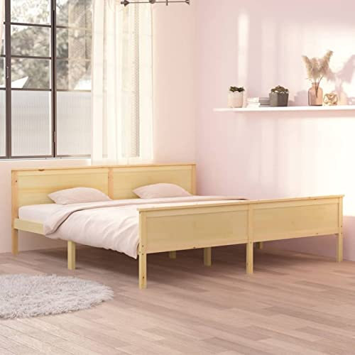 Iiaky Massivholzbett Bettgestell Bed Frame Bett Mit Bettkasten Hausbett Bett Massivholz Kiefer 200x200 cm - 322180