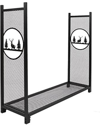 UHJKLA Firewood Storage Rack Simple With Net Iron Black Flooring Firewood Shelf Wood Firewood Storage Divider Home Users Outside