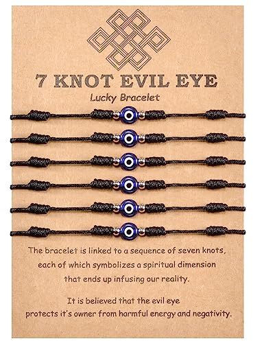 MANVEN 6pcs Evil Eye Bracelets for Women Men String of Fate Rakhi Good Luck