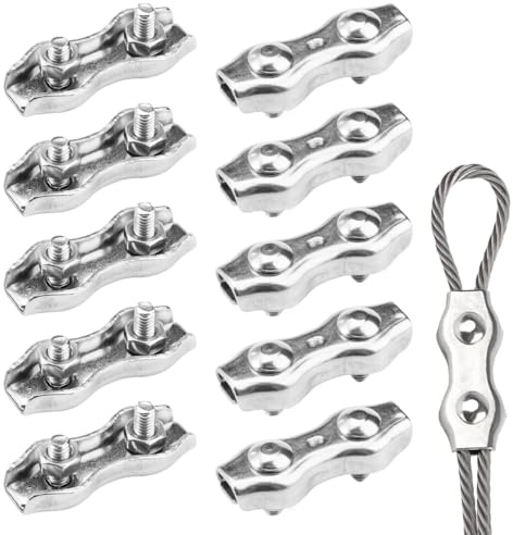 M3 Duplex Klemmen Seilklemme, Drahtseilklemme 3mm, 10 Stück 304 Edelstahl-Drahtseilklemmen für 3mm Stahlseil Seil Takelage, Wäscheleine, Spanner, Markise, Feste Temporäre Zäune, Windenseile