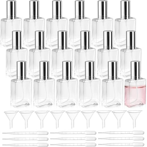 ASMIZ 18 Stück 15 ml Glas-Parfümzerstäuber mit 9 Trichtern und Pipetten