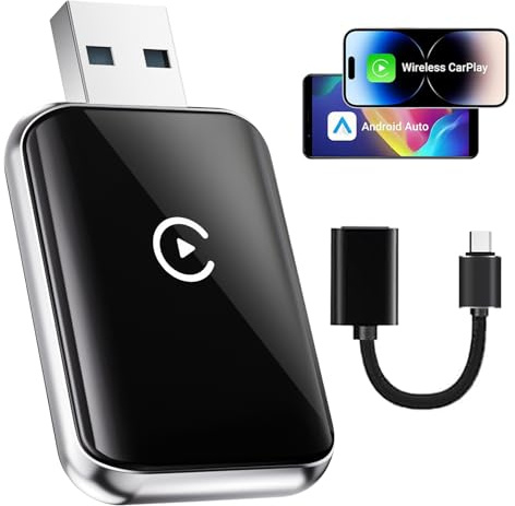 Wireless CarPlay Adapter 2025 Upgraded for iPhone - Convert Wired Carplay to Wireless，5G Bluetooth 5.0, Plug & Play, Auto-Connect, OTA Upgrade, Carplay Adapter for iOS 10 Android 11 and Above
