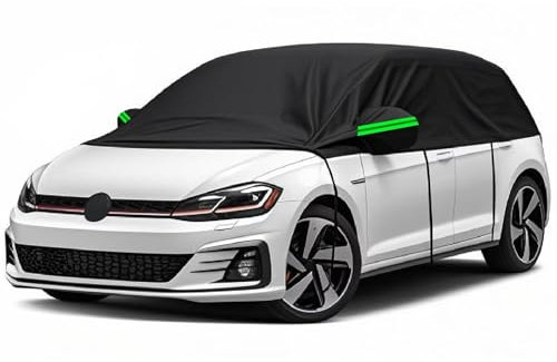 generisch halbgarage Auto kompatibel mit VW Golf Cabrio MK1 1979-1994,wasserdichte Outdoor-Autoabdeckung,Winddicht, Sonnen, Regen und Schnee(Black)