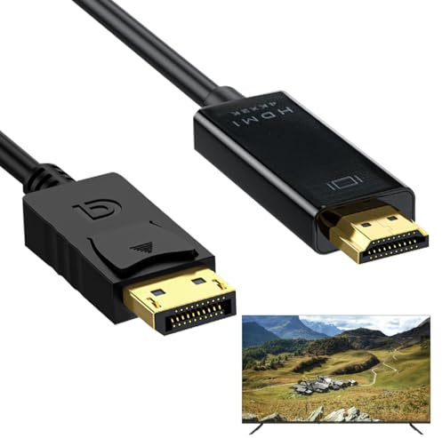 Huybaa 4K cable displayport vers hdm1,uni-directionnel câble DisplayPort vers HDM1 cordon plaqué,pour Lenovo, HP, ASUS, Dell et autres marques (1M)