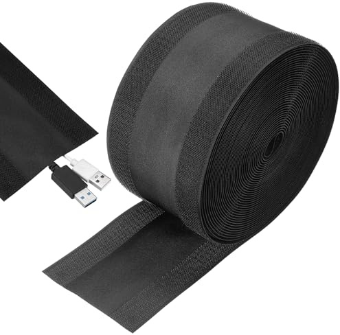 sourcing map Carpet Cord Cover, 40ft Floor Cover Cord Strip Wire Protector Cable Management for Office Home, Black