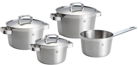 BK Conical Profi 18/10 Edelstahl Kochgeschirr-Set 4-teilig mit Deckeln | 18/10 Edelstahl, Edelstahldeckel, Induktion, backofenfest bis 230 °C, spülmaschinenfest