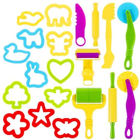 Dough Tools and Cutters - 20pcs Play Dough Tools Set with Shape Rollers | ABS Modeling Dough Accessories Kit | Pretend Play Tool Set | Creative Activity for Kids Preschool Classroom