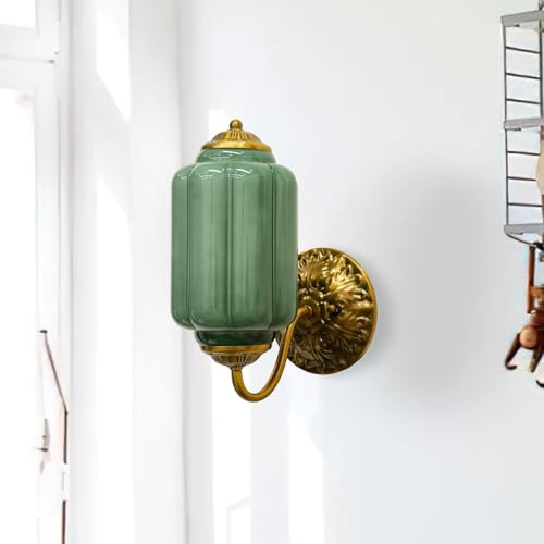 Stesulfr Vintage Mike Grüne Glas Wandlampe Glasschirm Antik Messing Innenwandleuchte für Spiegel Küche Wohnzimmer Galerie Vintage Milchglas Badezimmer Vanity Light