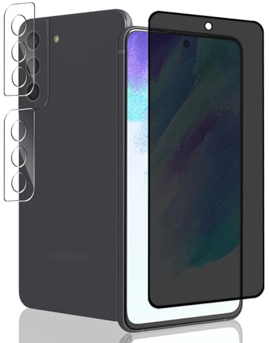 Jaavkkma 1 Stück Sichtschutz Schutzfolie für Samsung Galaxy S21 FE Panzerglas + 2 Stück Kamera Schutzglas, Härte 9H/Anti-Spy, Displayschutzfolie für Galaxy S21 FE - Privacy Gehärtetes Glas