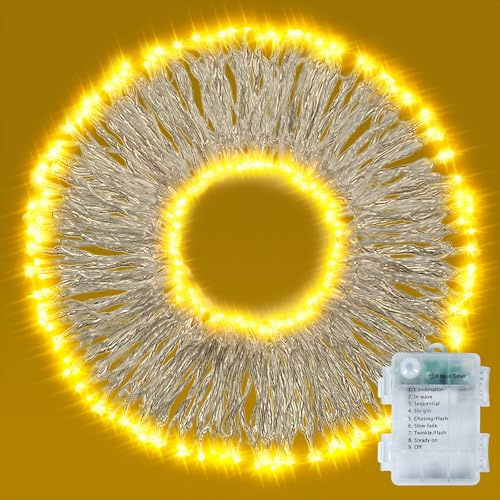 Lichterkette Außen Batterie – 10 m, 100 warmweiße LEDs, IP44 Wasserdicht | LED Lichterkette Batterie Outdoor & Innen, 8 Modi, Timer, Deko für Garten, Balkon, Camping, Hochzeit, Party & Weihnachten