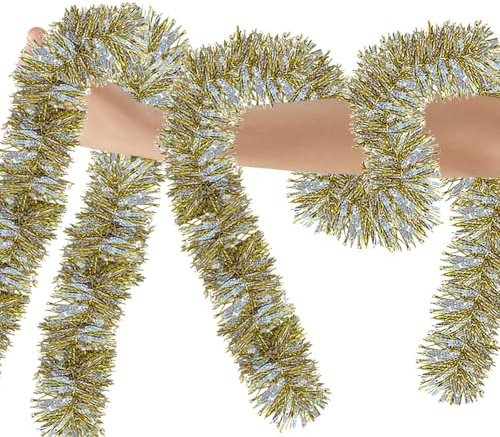 10m Weihnachten Lametta Girlande, 5PCS Künstliche Tannengirlande, Weihnachtsgirlande,Glittering Lametta Künstliche Dekogirlande,Künstliche Girlande Weihnachten, für Weihnachtsbaumdekoration (C)