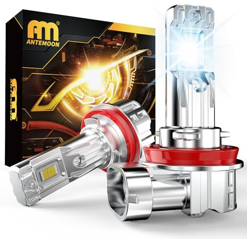 ANTEMOON Bombillas H11 H8 H9 LED Faros Antiniebla, 100W 20000LM 600% de Luminosidad 6500K Blanco Frío 12V 24V Lámparas LED para Coche y Moto, Reemplace Halógenas y Xenón, Plug and Play, Paquete de 2