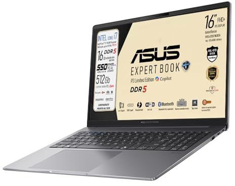 ASUS Notebook P3, Intel I7 13620H, 16GB DDR5, SSD 512GB, Display 16 WUXGA | IPS, Wi-Fi 6, Display Port, LAN RJ45, Tastiera Retroilluminata, fingerprint, Ready to use