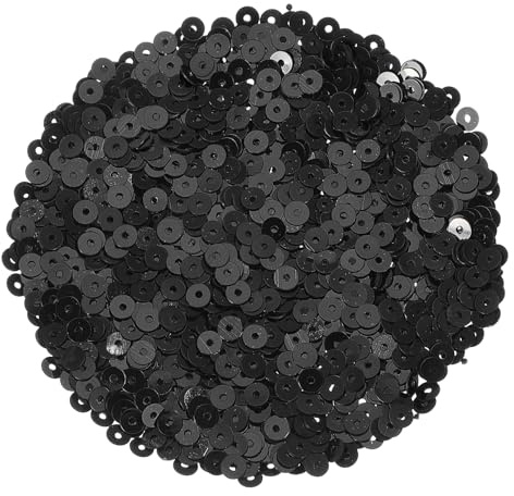 QUARKZMAN 30000 Piezas De Lentejuelas Planas Paillettes, 4mm/0.16 Lentejuelas Redondas Planas Sueltas Con Agujeros Individuales - 3.53 oz (100g) Para Manualidades DIY Costura Ropa, Negro