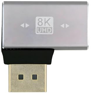xiwai Adaptador 8K 60 Hz DisplayPort 1.4 (DP) Macho a DP Hembra, ángulo de 90 Grados a la Izquierda, Conector Extensor Ultra-HD UHD 4K 144 Hz para Monitor de PC portátil o de sobremesa.
