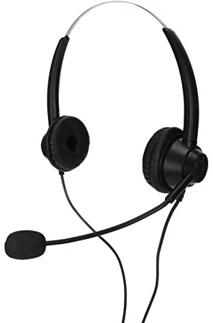 Tomantery Cuffie per Servizio Clienti HD con Cancellazione del Rumore Aziendale per Comunicazioni Chiare, Comode Cuffie da Ufficio per Call Center, Telefoniche Cablate Binaurali con Presa RJ9, Nere