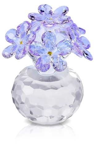 Hnonoxy Figura de Flor de Cristal Morado Claro Forget Me Not, Regalos para Mamá, Esposa, Novia, Regalos de Boda para Pareja, Adornos de Flores para Bodas Día Madre y Decoración del Hogar (Violet)
