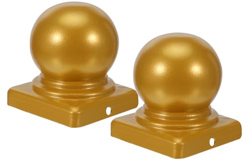 WHAMVOX 2 Pezzi Copribalcone Ringhiera in Ferro Tappi Sfera per Colonna Esterni Cappucci Resistenti alle Intemperie con Finitura Dorata per Protezione e Decorazione Recinzioni Giardino