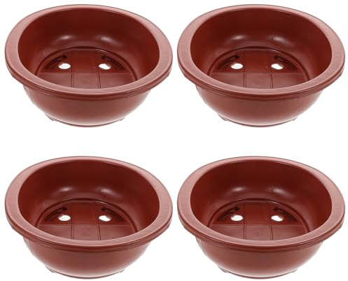 Homoyoyo Set 4 Vasi per Bonsai Ovali in Plastica Spessa, Fioriere da Interno ed Esterno per Piante e Giardinaggio, Vasi Decorativi Salvaspazio per Balcone e Casa
