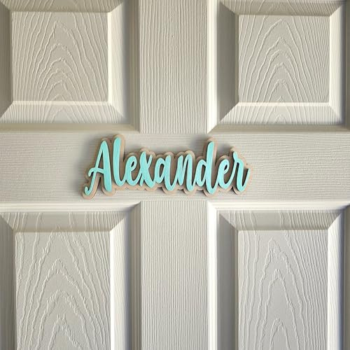 LinCognivant Personalisierter Name Türschild Kinderzimmer – Selbstklebendes Namensschild aus Holz & Acryl – Individuelle Wanddeko Babyzimmer, Türdekoration ohne Bohren (Stil 1)