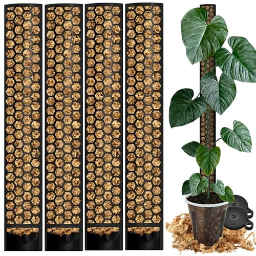PlantScraper XL Moosstab für Monstera 4 x 63 cm - Erweiterbare Monstera Rankhilfe & Zubehör-Set - Pflanzstäbe mit Pflanzen-Klettband & Moosstangenmischung - Optimiert für Aroiden