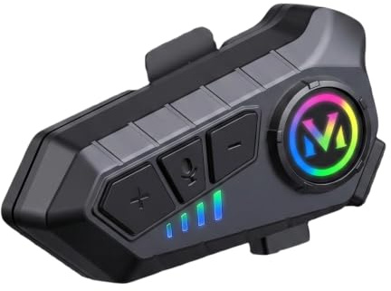 smallwell Auricolare Bluetooth per casco da moto con illuminazione RGB, tripla riduzione del rumore, DSP e CVC, ricarica rapida, lunga durata della batteria