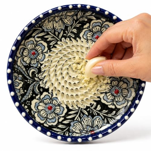 Barro Ceramic Garlic Grater Plate Red Night, Hand-Painted in Spain