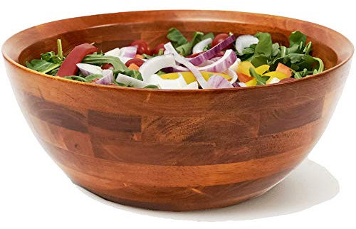 Woodard & Charles Große Servierschale aus Holz für Salate, Obst, Popcorn, Nudeln, 25,4 cm Durchmesser x 11,4 cm Höhe