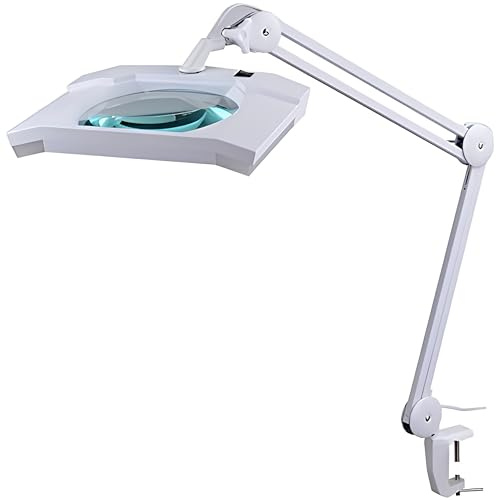 SEMPLIX LED förstoringsbordslampa 3D vit (lins 189 x 127 mm/bordsklämma)