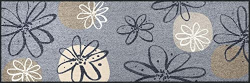 Erwin Müller Fußmatte Koblenz, Schmutzfangmatte, Fußabtreter rutschhemmend, Blumenmotiv grau/braun Größe 60x180 cm - robust, langlebig, pflegeleicht, für Fußbodenheizung geeignet