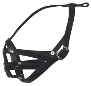 L&J Pets, Maulkorb für Hund/Haustier, ideal für Möpse und andere Hunde mit kurzer Schnauze, Leder (Schwarz, M1)
