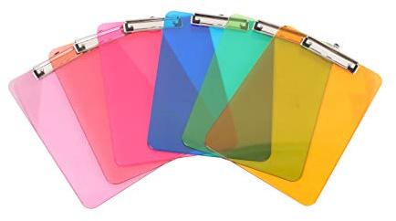 Amazon Basics Lot de 6 porte-blocs en plastique, Format A4, Assortiment de couleurs fluo
