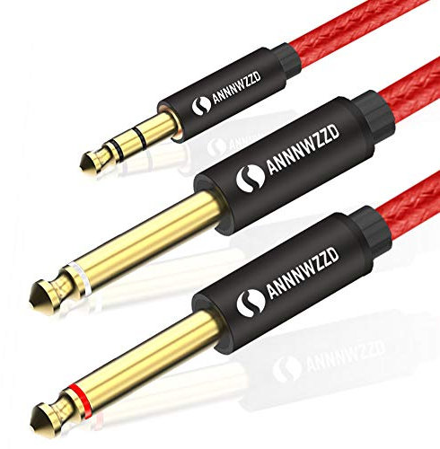 ANNNWZZD 3.5mm to 6.35mm Audio Jack, 1/4 jack to 3.5mm Y Splitter Stereo Audio Lead Compatible with Phone, PC, Computer Sound Card, Mixer, Multimedia Speaker, Home Stereo System 3m