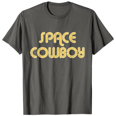SPACE COWBOY Vintage Large Print Retro Distressed T-Shirt