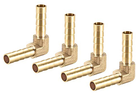 sourcing map 6mm Barb Brass Hose Fitting 90 Degree Elbow Pipe Connector Coupler Tubing 4pcs