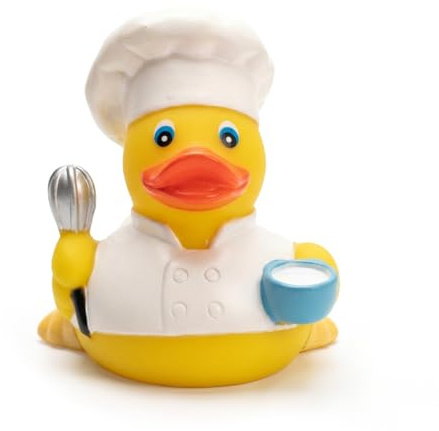 3 Rubber Duck [Sealed Hole, Floats Upright] - Baby Safe Bathtub Bathing Toy - Chef Rubber Duck