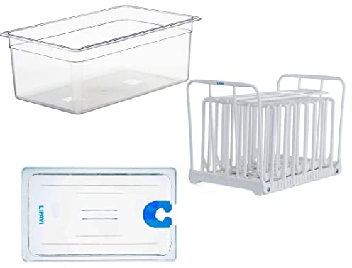 LIPAVI Sous Vide System Model NXC20-UNIR - with C20 Container, one N20X Rack and an Universal lid - fits virtually any sous vide machine up to 2.755 inches (70mm) in diameter