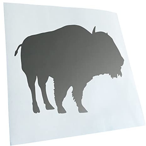 Kiwistar - Autoaufkleber - Bison - Wisent - Wildrinder - silber - 24x18cm - Heckscheibe Auto Aufkleber wetterfest für Kfz LKW Mofa Truck - Sticker außen selbstklebend Tuning Zubehör für Fenster