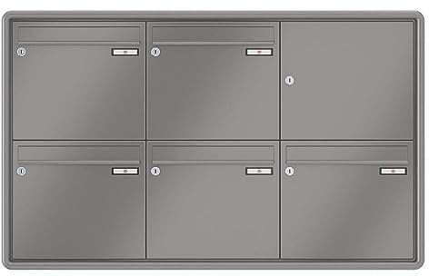 RENZ / RS3000 / 5er Unterputz-Briefkastenanlage Einbau-Briefkasten/RAL-Farbe 9007 Volumen 1/Dein-Briefkasten.de