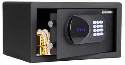 Executive Safe ACS-2 Digital Safe Box for Home, Office & Hotel – Electronic Keypad, Motorized Bolts, LED Display, USB Power Port & Emergency Key Lock – Compact 13.9L Security Safe, Black