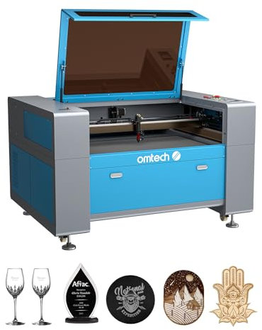 OMTech 100W CO2 Laser Graviermaschine 1000 x 600mm Gravurmaschine Laserengraver mit Doppelte Gravurplattformen, Autofokus, Ruida Digital Control Industrieller Laserschneider für Heimwerker