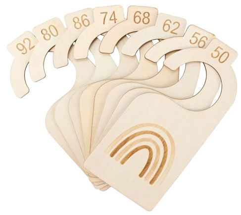 8 Stück Baby Größentrenner, Babykleidung Trenner aus Holz, Größenreiter 50-92, Schrankteiler für Babykleidung für Kleidungsklassifizierung