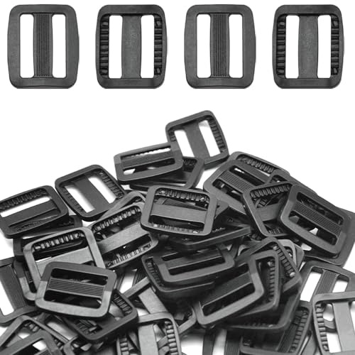 Yosawo 30 Pcs Black Buckle Clip Dual Adjustable Flat Side Quick Release Buckles for DIY Craft Backpack Strapping（ 20mm /0.78）