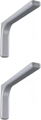 1 Paar Regalhalter aus beschichtetem Metall - Eckhalterungen Wandregale - L-förmige Halterung Regale - Inklusive Schrauben zur Befestigung und Abdeckung aus farbigem PVC (24 cm, Weiß)