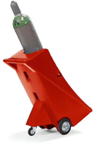 Asecos Polyethylen Gasflaschenwagen mit 200mm Stützrad für 1 Gasflasche bis 320mm, Rot, 495mm Breite, 800mm Tiefe, 1110mm Höhe